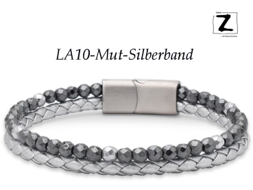 Lederband-Silber "Mut"