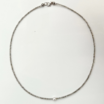 Collier Fein, Labradorit, Perle
