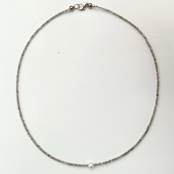 Collier Fein, Labradorit, Perle